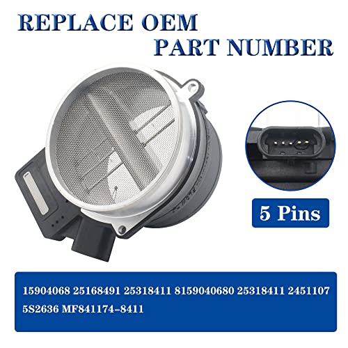 AdvanEX حساس تدفق الهواء AdvanEX MAF متوافق مع شيفروليه سيلفرادو سوبربان إسكاليد تاهو يوكون 99-07 / كاديلاك رينير ديفيل إلدورادو 00-05 / بونتياك 05-06 يستبدل OE 213 4160 25318411 86-8411 - Image 2