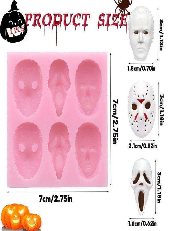 OFDNE Halloween Silicone Molds for Chocolate,6 Cavities Halloween Large Scary Movie Characters Heads Chocolate Molds, Funny Horror 3D Halloween Chocolate Candy Molds for Soap Pudding Jelly Making - Image 2