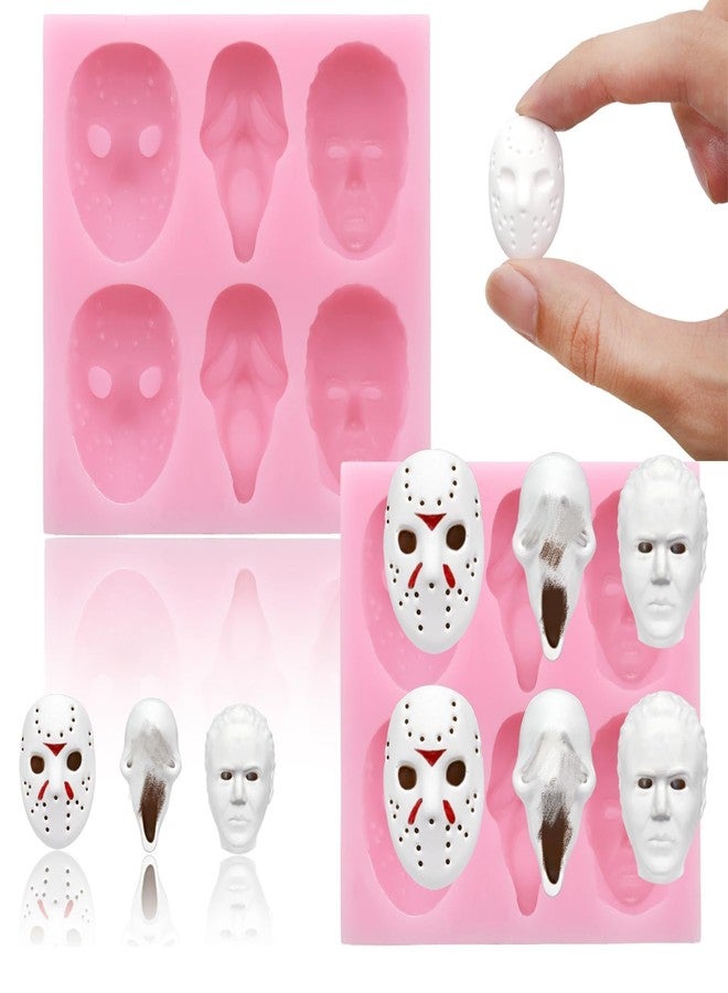 OFDNE Halloween Silicone Molds for Chocolate,6 Cavities Halloween Large Scary Movie Characters Heads Chocolate Molds, Funny Horror 3D Halloween Chocolate Candy Molds for Soap Pudding Jelly Making - Image 1