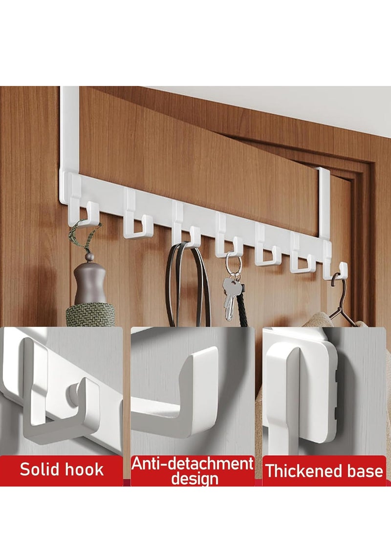 Rightsure Door Hanger, Over The Door Hook, Moving 7-Hooks Over Door Coat Rack for Hanging, Aluminum Heavy Duty Door Organizer for Towels, Clothes, Hats, Bag, Behind Back of Door Bathroom ,White,A  - Image 2
