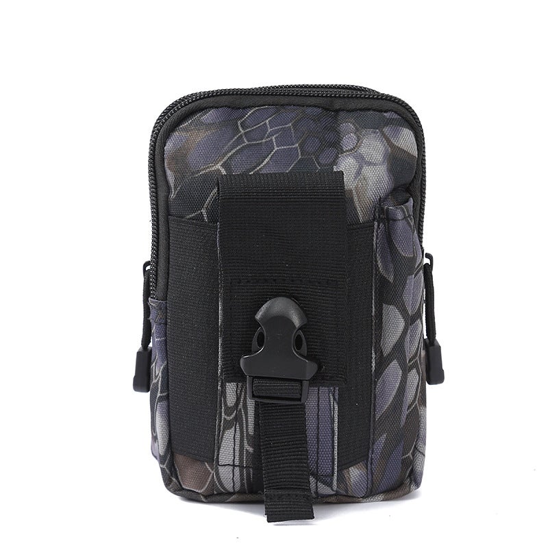 Outdoor Special Offer Camouflage Tactical Waist Bag Outdoor Mountaineering Anti-splashing Waist Bag Travel Multifunctional Mobile Phone Bag Black Python
