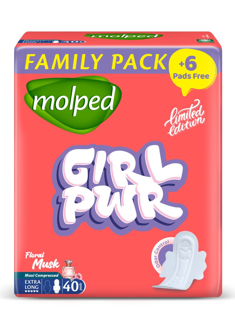 Molped Floral Musk family pack extra long 40+6 free pads  - Image 1