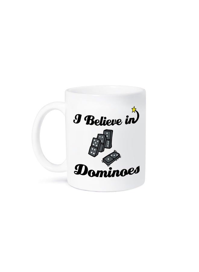 3DROSE I Believe in Dominoes Ceramic Mug, 11 oz, White - Image 1
