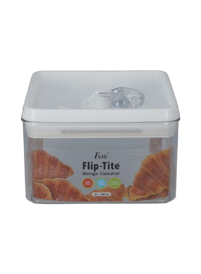 Felli BPA-Free Acrylic Flip-Tite Square Storage Container Clear and White 3 L NLQ805A-60