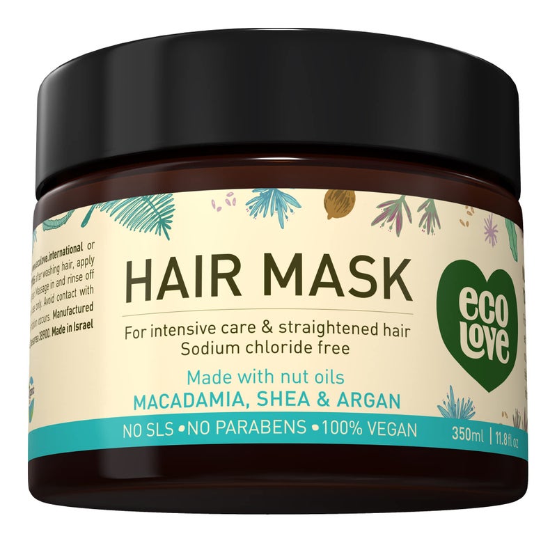 ecoLove Hair Mask, Natural Deep Conditioning, 11.8 oz, Macadamia, Shea Moisture, Argan Oil, No SLS or Parabens Vegan and Cruelty-Free - Image 1