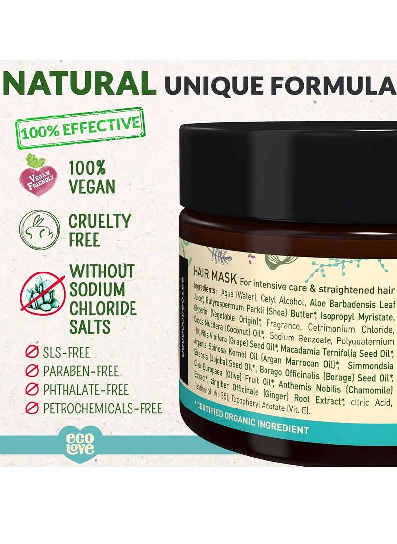 ecoLove - ecoLove Hair Mask, Natural Deep Conditioning, 11.8 oz, Macadamia, Shea Moisture, Argan Oil, No SLS or Parabens Vegan and Cruelty-Free - Image 1