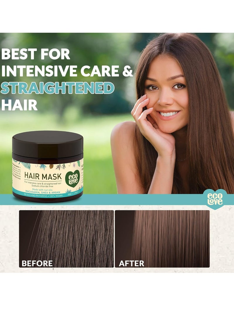 ecoLove - ecoLove Hair Mask, Natural Deep Conditioning, 11.8 oz, Macadamia, Shea Moisture, Argan Oil, No SLS or Parabens Vegan and Cruelty-Free - Image 1