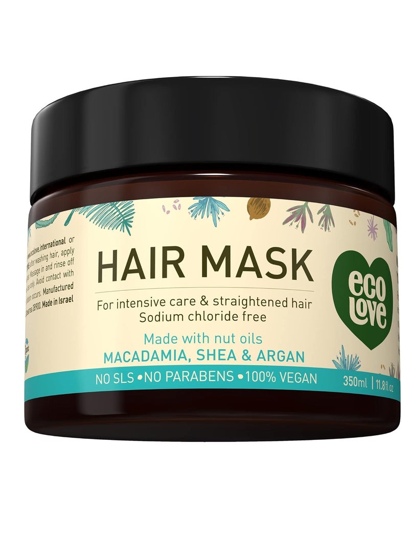 ecoLove - ecoLove Hair Mask, Natural Deep Conditioning, 11.8 oz, Macadamia, Shea Moisture, Argan Oil, No SLS or Parabens Vegan and Cruelty-Free - Image 1