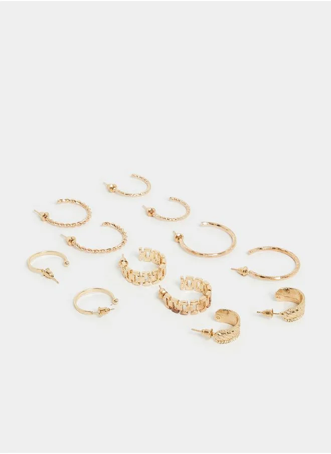 Styli Set of 6 - Metal Texture Hook Earrings
