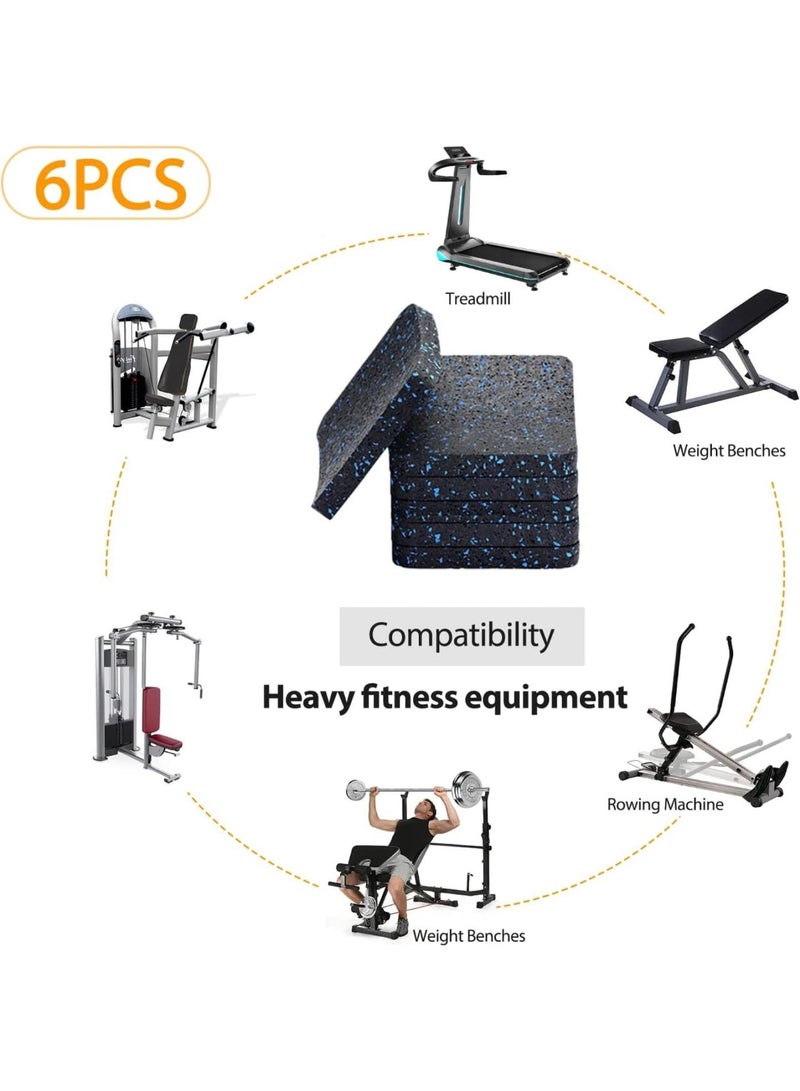 Y&D 6 pcs Anti Vibration Pads, Black Treadmill Mat Pads Shock Absorbing Mat, Noise Reduction Floor Protection Sheets - Image 4