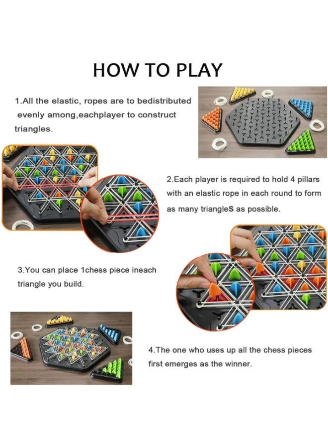 Chain Triangle Game, Chain Triangle Chess Game,Triggle Rubber Band Game,2 to 4 Players for Family,Party (Black) - Image 3