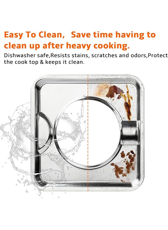 إيروريكس مجموعة من 4 أغطية بديلة لحوض التنقيط لموقد الغاز لسهولة التنظيف، مقاس 7.65 × 7.65 بوصة، لمسة نهائية من الكروم - Image 3