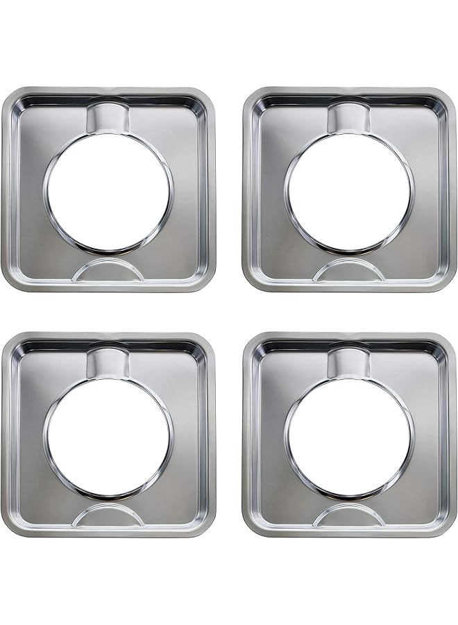 إيروريكس مجموعة من 4 أغطية بديلة لحوض التنقيط لموقد الغاز لسهولة التنظيف، مقاس 7.65 × 7.65 بوصة، لمسة نهائية من الكروم - Image 1