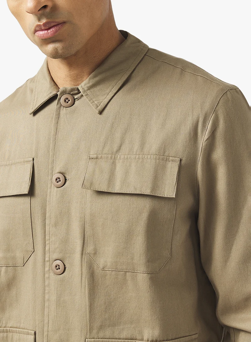 BRAVE SOUL Button Through Pocket Design Shacket