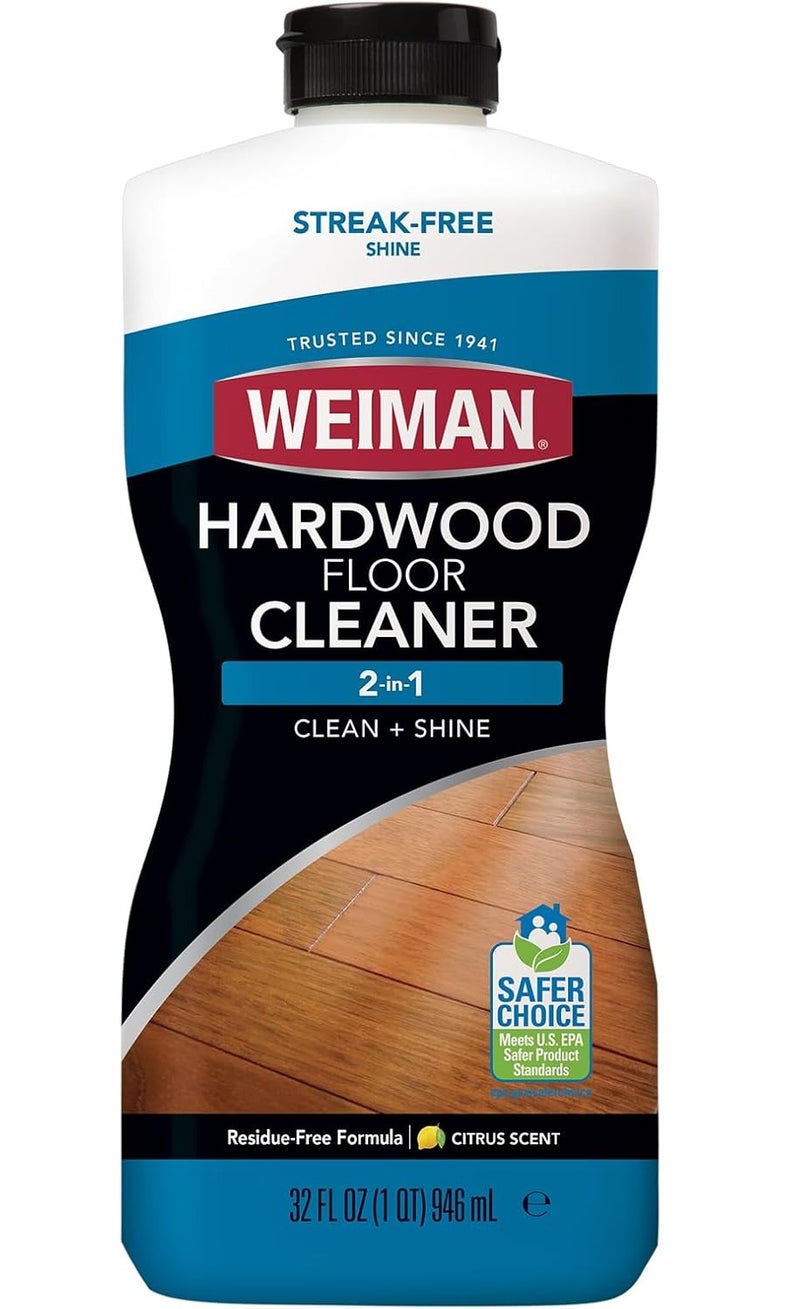 Weiman Hardwood Floor Cleaner 2-in-1 Clean & Shine 946ml Citrus Scent Streak-Free Residue-Free Wood Floor Cleaning Solution Safe Choice EPA Certified Multi Surface Hardwood Care - Image 1