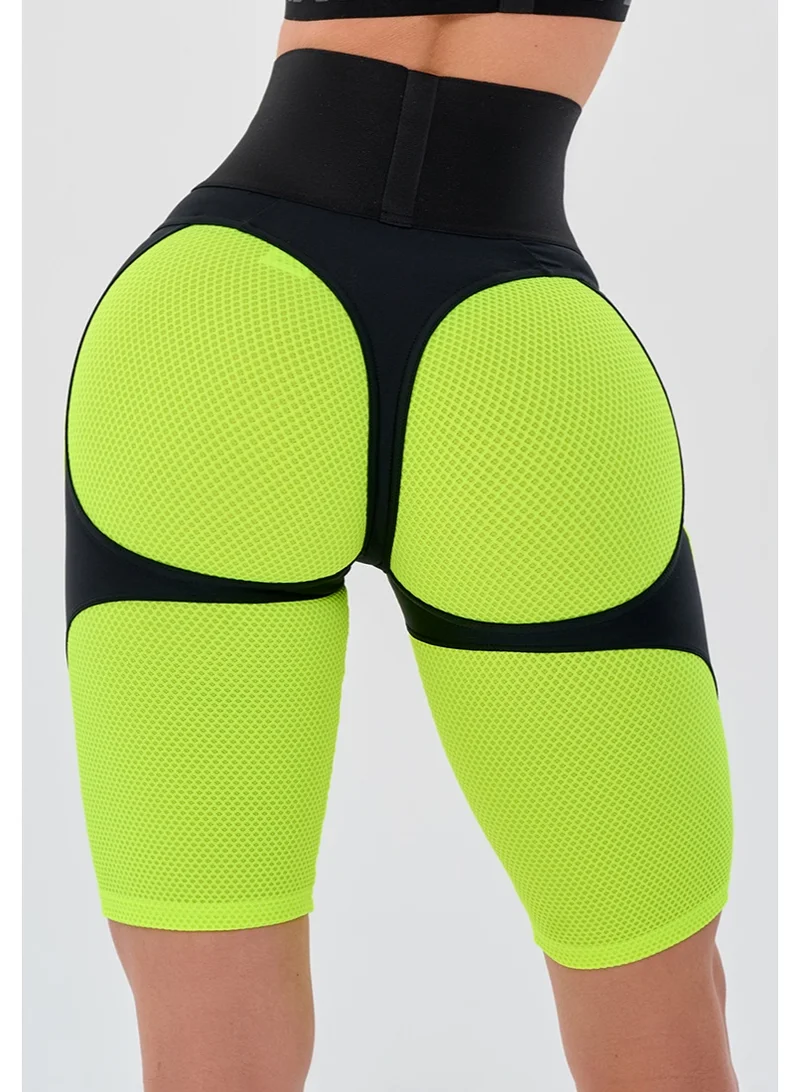 Bona Fide Bona Cycling Extra Push-up Corsage Neon Yellow Extra Corsage High Waist Biker Gym Shorts for Women for Women | Best Price UAE