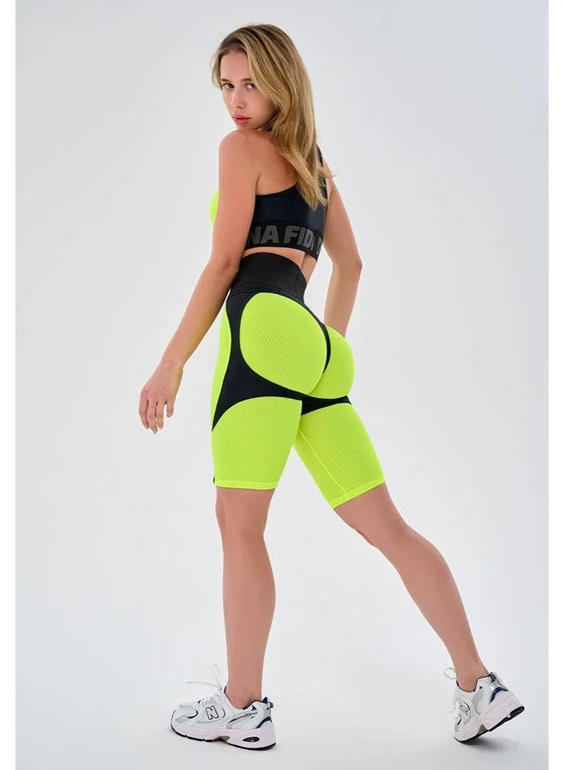 Bona Fide Bona Cycling Extra Push-up Corsage Neon Yellow Extra Corsage High Waist Biker Gym Shorts for Women for Women | Best Price UAE