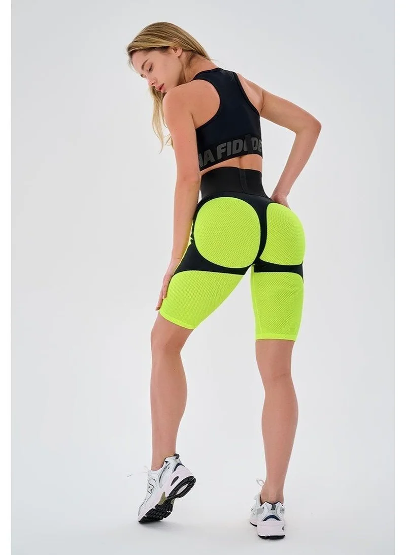 Bona Fide Bona Cycling Extra Push-up Corsage Neon Yellow Extra Corsage High Waist Biker Gym Shorts for Women for Women | Best Price UAE