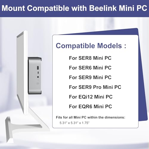 Maozhren Metal Mini PC Mount Compatible with Beelink SER8, SER6, SER9, SER9 Pro, EQi12, EQR6, Mini PC Vesa Mount/ Wall/ Under Desk, Only for SER8, SER6, SER9, SER9 Pro, EQi12, EQR6, Easy to Install, Black - Image 2