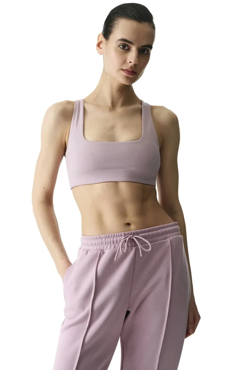 Penti PENTI Embellished Cotton Modal Blend Cable-Knit Back Removable Padded Sports Bra
