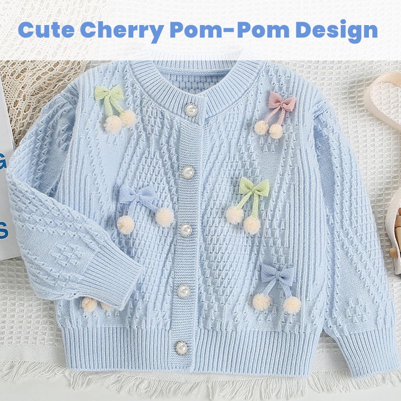 JiAmy Girls Cardigan Skirt Sets Toddler Knit Sweater and Skirt 2 Piece Winter Fall Outfit Light Blue 1-2T - Image 4