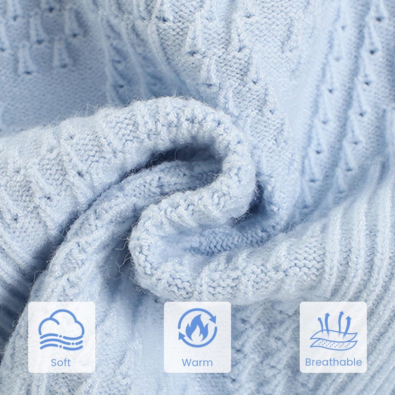 JiAmy Girls Cardigan Skirt Sets Toddler Knit Sweater and Skirt 2 Piece Winter Fall Outfit Light Blue 1-2T - Image 5