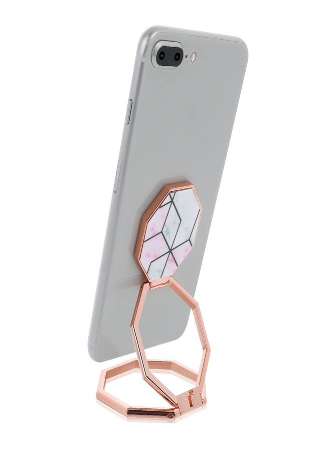 cobee Cell Phone Ring Holder Finger Kickstand, 360° Rotation Metal Cellphone Back Grip Foldable Cell Phone Stand Adjustable Phone Holder Compatible with Most Smartphones(Rose Red Marbling) - Image 1