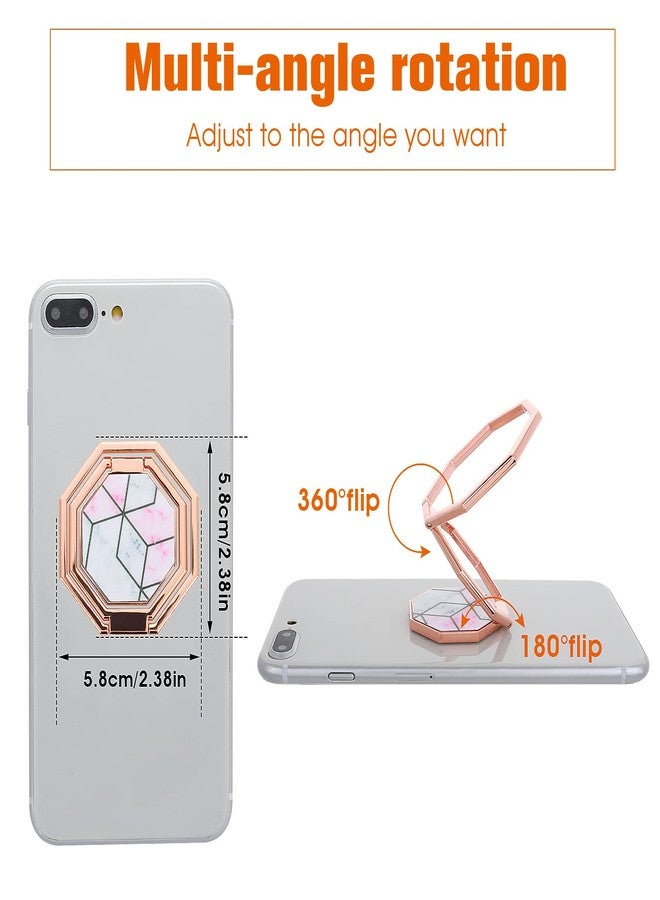 cobee Cell Phone Ring Holder Finger Kickstand, 360° Rotation Metal Cellphone Back Grip Foldable Cell Phone Stand Adjustable Phone Holder Compatible with Most Smartphones(Rose Red Marbling) - Image 5