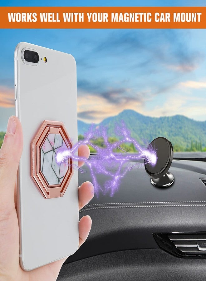 cobee Cell Phone Ring Holder Finger Kickstand, 360° Rotation Metal Cellphone Back Grip Foldable Cell Phone Stand Adjustable Phone Holder Compatible with Most Smartphones(Rose Red Marbling) - Image 4