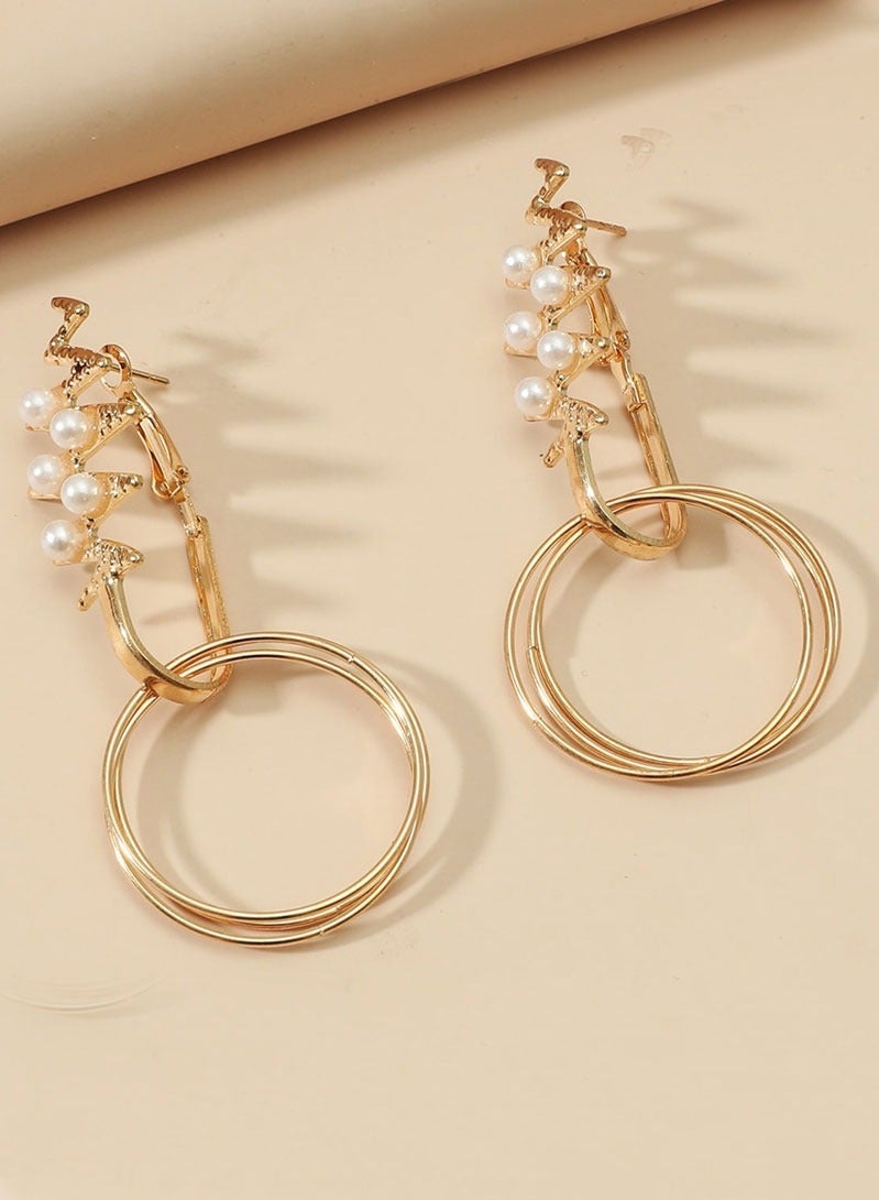 دايفو أقراط مزدوجة دائرية مطلية بالذهب مطلي بالذهب - Image 5