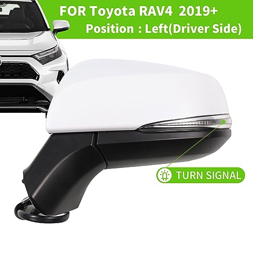 Liizoo Side Mirror for RAV4 2023 2022 Car Door Mirror Fits for Toyota RAV4 2019 2020 2021 Left Driver Side | Power | Heated |Turning Signal |BSM |replace partslink TO1320384,TO1320388| WHITE (LH) - Image 2
