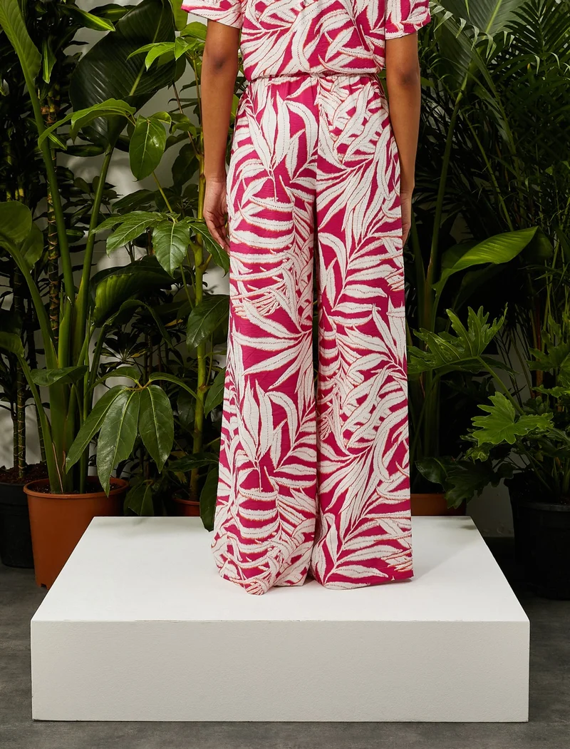 KOTON Tropical Printed Palazzo Trousers with Pockets