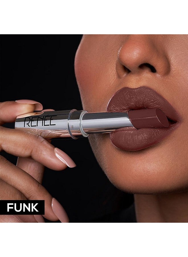 Renee Matte Lock Lipstick - Funk, Moisturizing, Long Lasting & Weightless Formula, Intense Color Pay Off With Ultra-Matte Finish, Enriched With Avocado Oil, Vitamin E, D & Beta-Carotene, 3.5 Gm  - Image 5