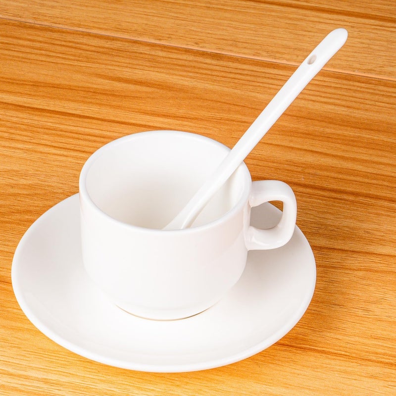 Voeveca White Long Handle Porcelain Spoons Coffee, Tea, Yogurt and Ice-cream, Cutlery Fitting Ceramic Spoons 6.7 Inch Set of 10 (10, 6.7 inch) - Image 5