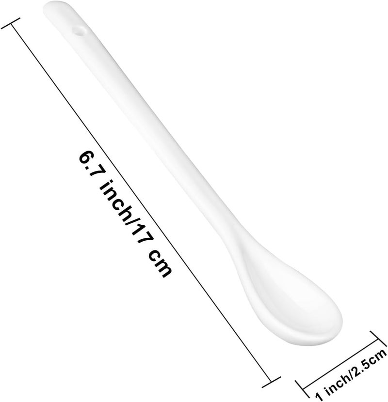 Voeveca White Long Handle Porcelain Spoons Coffee, Tea, Yogurt and Ice-cream, Cutlery Fitting Ceramic Spoons 6.7 Inch Set of 10 (10, 6.7 inch) - Image 3
