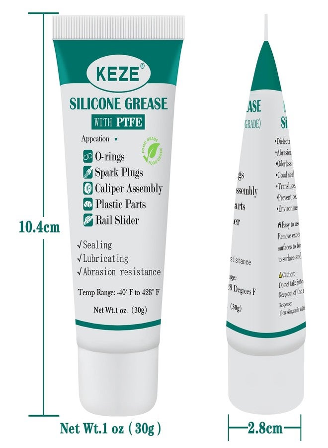 KEZE Silicone Grease Tube PTFE Synthetic Lubricant Sliding Door Grease Automotive Lubrication RV Toilet Seal Lubricant for Plumbing Faucet O Rings Plastic Parts Rubber Seal 1 oz 4-Tube - Image 2