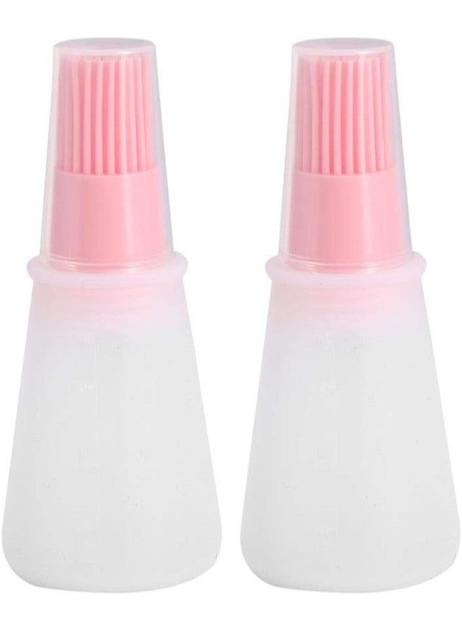 2pcs Oil Bottle with Brush Silicone Pastry Brush Oil/Honey/Sauce Bottle Brushes for Kitchen Cooking Baking Pancake BBQ Basting Tool(Pink)  - Image 1