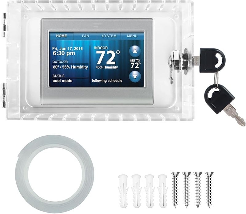 Clear Acrylic Thermostat Cover Box With Key Fits 7h X 4 5w Inches Or Smaller - Image 2