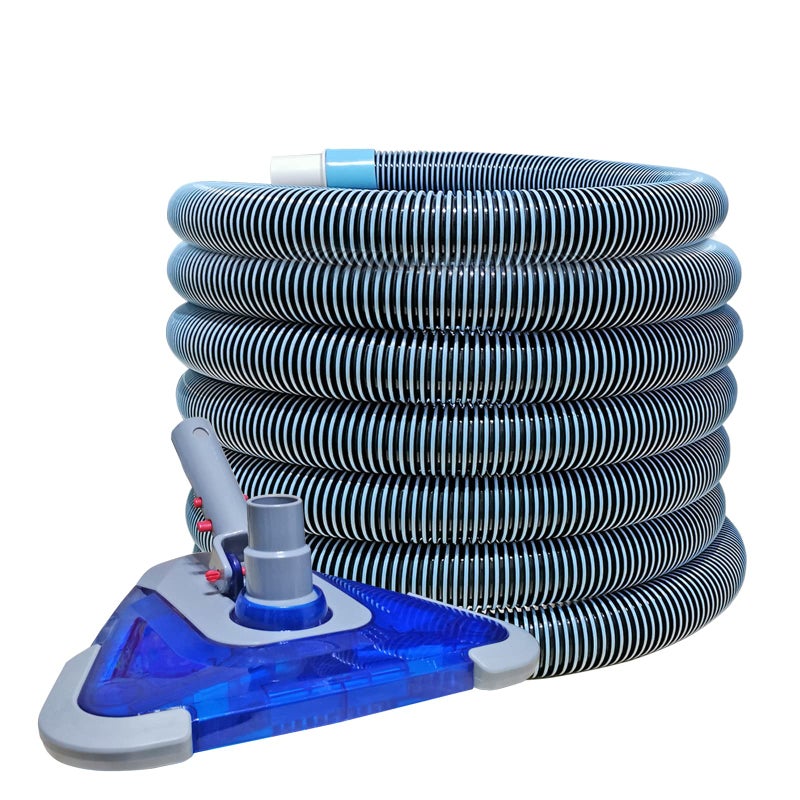 POOLWHALE Professional 1-1/2-Inch x 24-Feet Swimming Pool Vacuum Hoses with Swivel Cuff and Triangular Weighted Flex Vacuum Head, Perfect for Above Ground and Small Inground Pools - Image 1