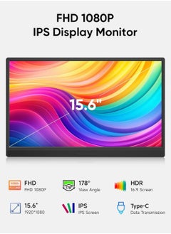 besrey  Portable Monitor 15.6-inch 1080P USB-C HDMI Ultra Slim Travel Monitor with Kickstand for Laptop, PC, Mac Phone, PS, Xbox, Swich Gaming Monitor IPS Slim  - Image 2