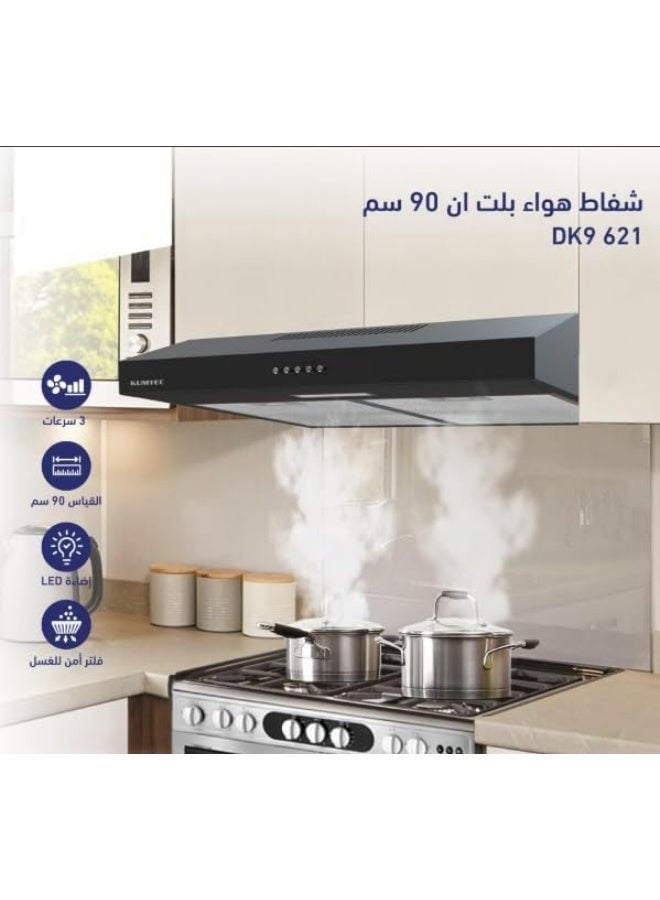 Kumtel Built-in Cooker Hood, 3 Speeds, 90cm, Stainless Steel (Turkish) - DK9-621 - Image 2