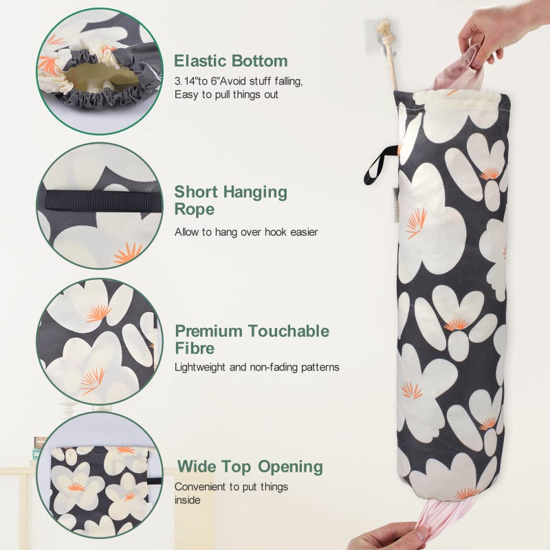 Togetrue Plastic Bag Holder  Lightweight Wall Mount Floral Grocery Bag Holder  Reusable Shopping Bag Storage Holder Organizer For Kitchen Pantry (Basic Black) - Image 4