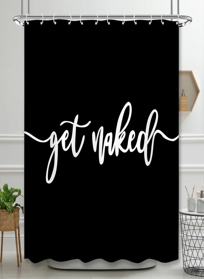 DDS-DUDES Get Naked Shower Curtain Bathroom Set, Funny Black Durable Waterproof Polyester Shower Curtain for Bathroom Bath Decor with Hooks 71 * 71 inches - Image 3
