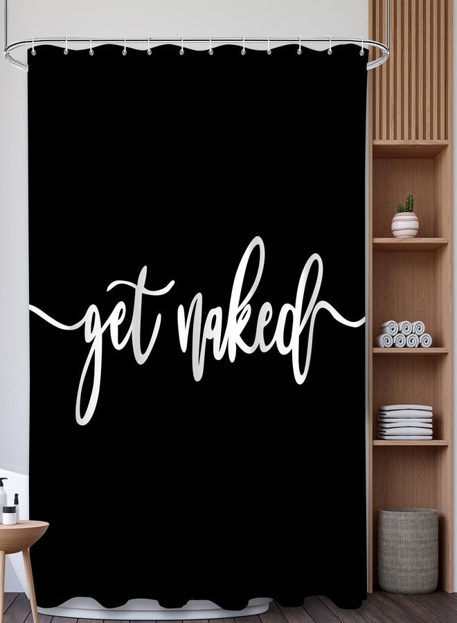 DDS-DUDES Get Naked Shower Curtain Bathroom Set, Funny Black Durable Waterproof Polyester Shower Curtain for Bathroom Bath Decor with Hooks 71 * 71 inches - Image 5