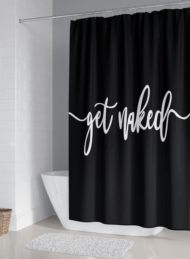 DDS-DUDES Get Naked Shower Curtain Bathroom Set, Funny Black Durable Waterproof Polyester Shower Curtain for Bathroom Bath Decor with Hooks 71 * 71 inches - Image 2
