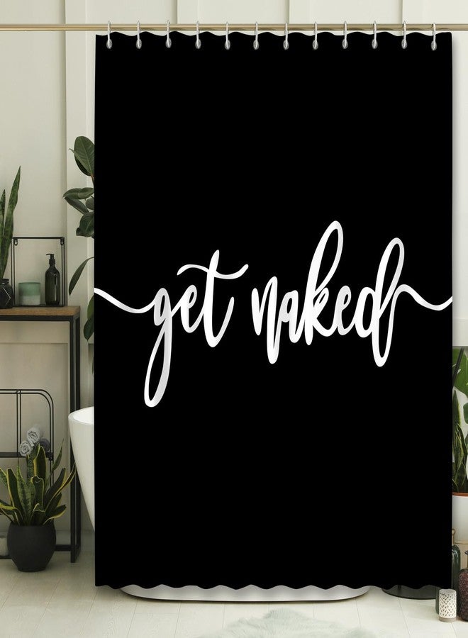 DDS-DUDES Get Naked Shower Curtain Bathroom Set, Funny Black Durable Waterproof Polyester Shower Curtain for Bathroom Bath Decor with Hooks 71 * 71 inches - Image 1