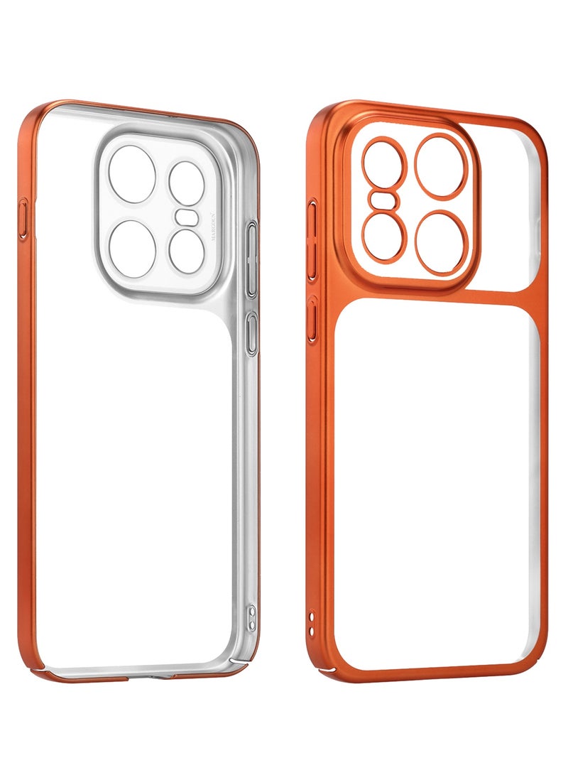 CATANES Electroplated PC Case for OnePlus 15 - Raised Camera Guard and Shock-Absorbing Edges with Privacy Screen Protector - Clear - Side Orange - Image 3