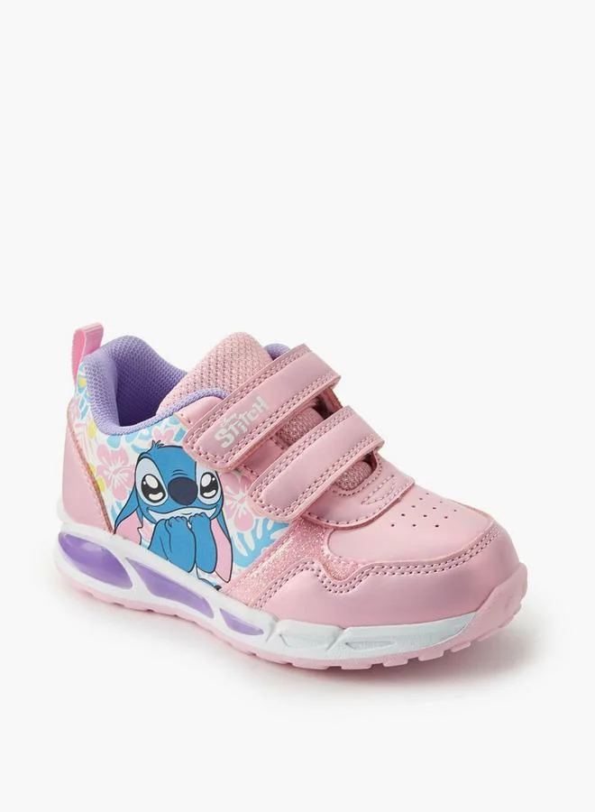 ديزني Girls Stitch Print Light-Up Ankle Sneakers