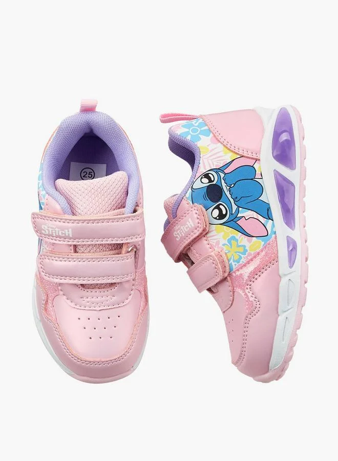 ديزني Girls Stitch Print Light-Up Ankle Sneakers