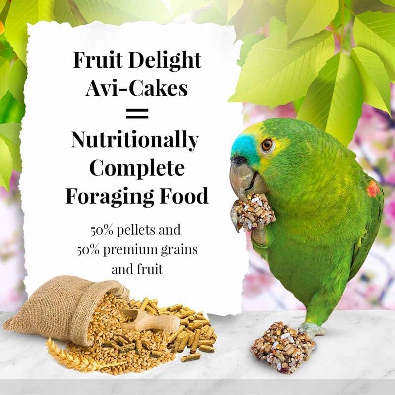 ليفبير طعام الطيور LAFEBER’S Fruit Delight Avi-Cakes، مصنوع من مكونات غير معدلة وراثيًا ومن الدرجة الصالحة للاستهلاك البشري، للببغاوات (عبوة واحدة بوزن 8 أونصات) - Image 2